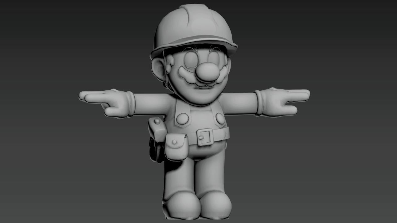Super Mario Builder-Rig-VR-AR Low-Poly 3D Model Low-poly 3D model_1