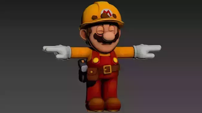 Super Mario Builder-Rig-VR-AR Low-Poly 3D Model Low-poly 3D model