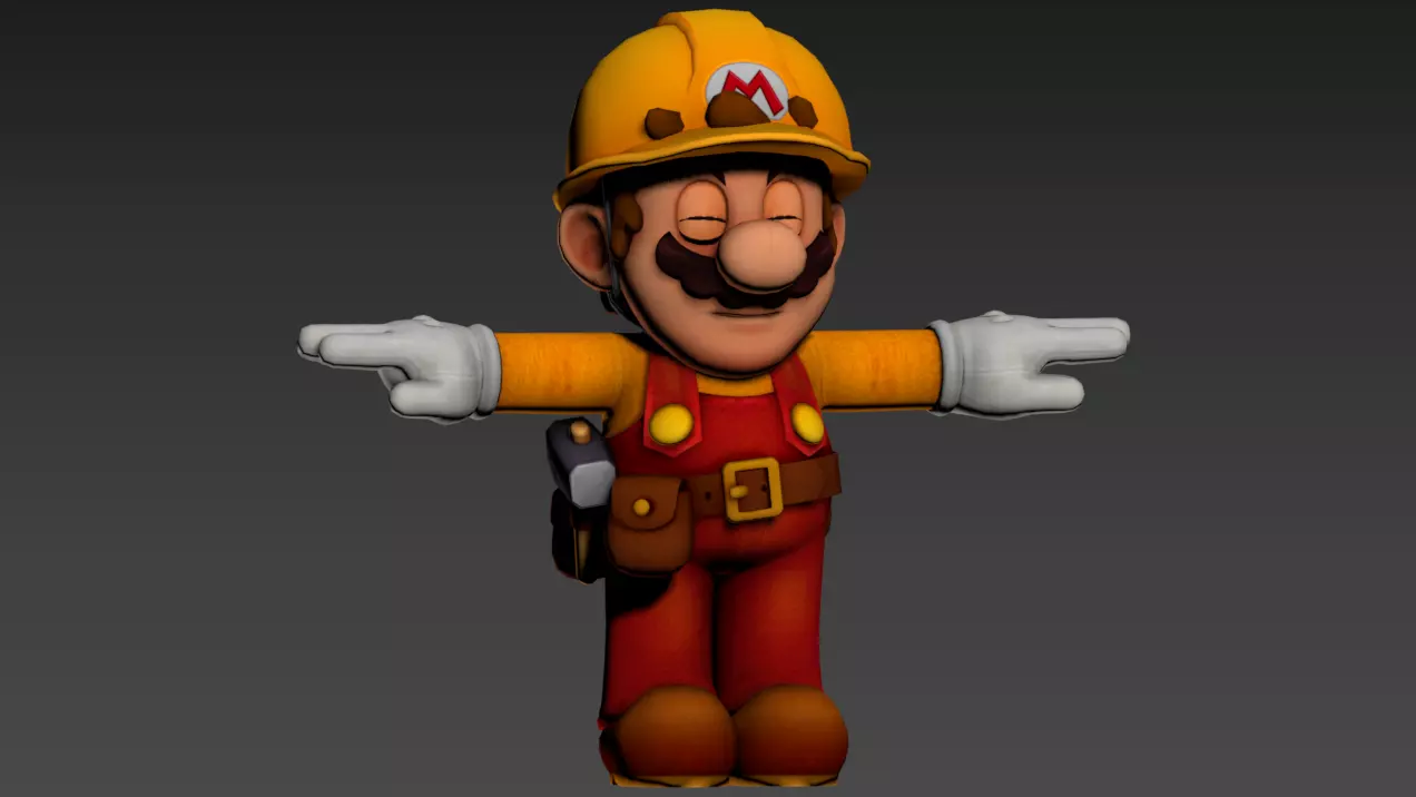 Super Mario Builder-Rig-VR-AR Low-Poly 3D Model Low-poly 3D model_0