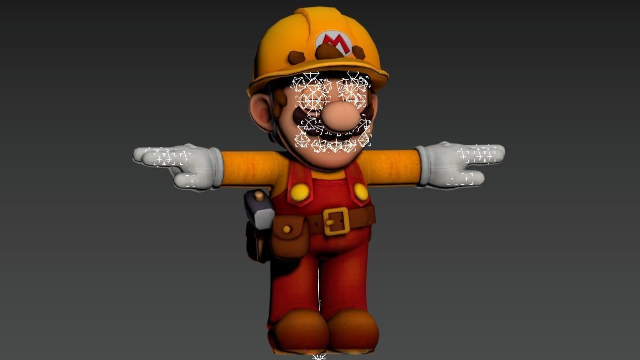 Super Mario Builder-Rig-VR-AR Low-Poly 3D Model Low-poly 3D model_2