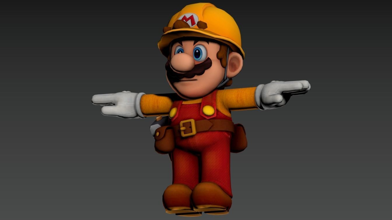 Super Mario Builder-Rig-VR-AR Low-Poly 3D Model Low-poly 3D model_5