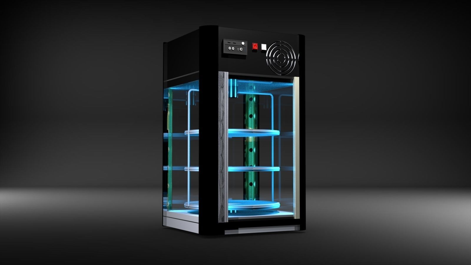 fridge05 glass display cabinet with shelves 3D model_2