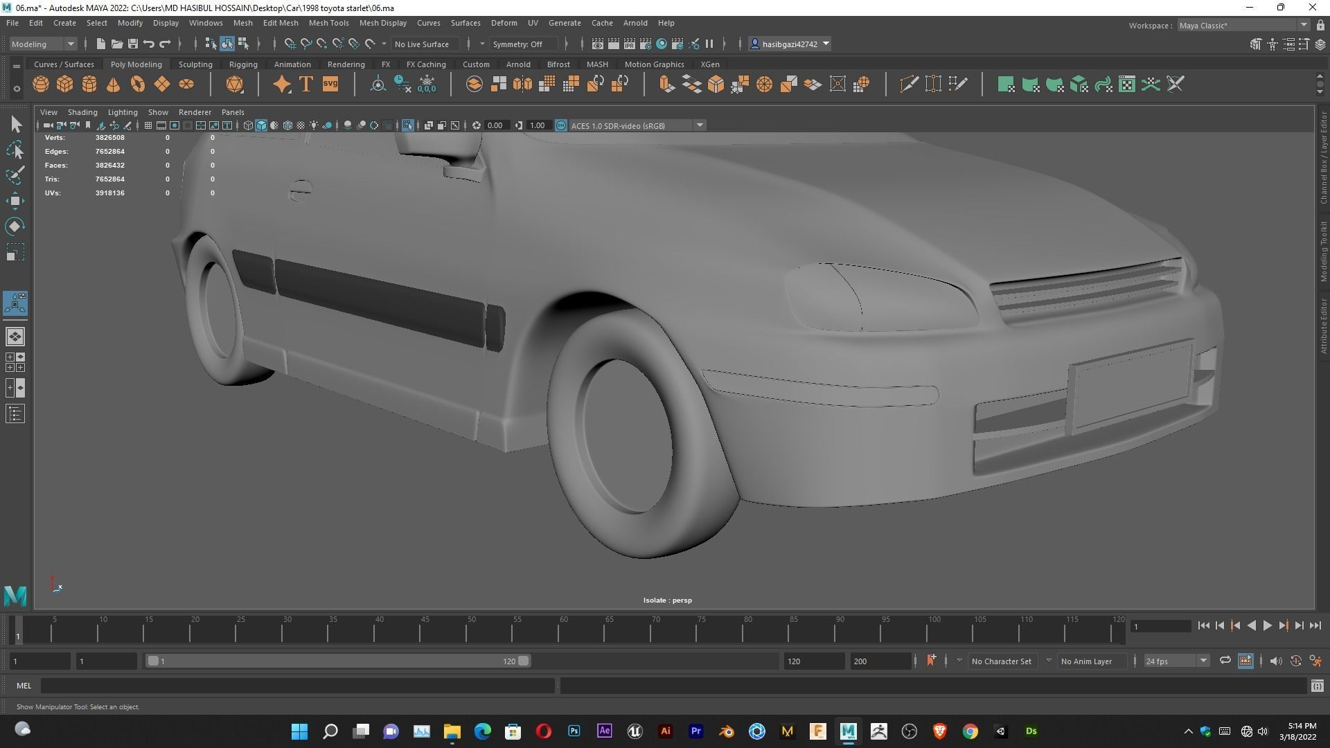 Toyota Starlet 1998 for 3D Print Model and High poly Model 3D print model_12