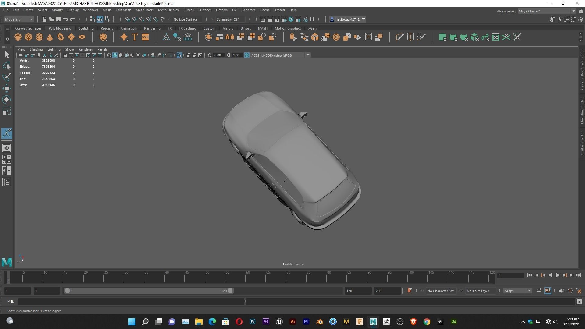 Toyota Starlet 1998 for 3D Print Model and High poly Model 3D print model_7
