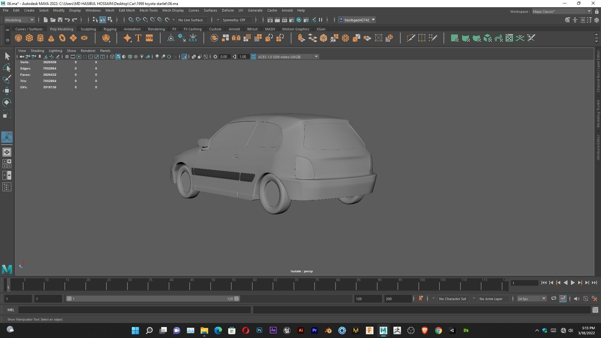 Toyota Starlet 1998 for 3D Print Model and High poly Model 3D print model_9