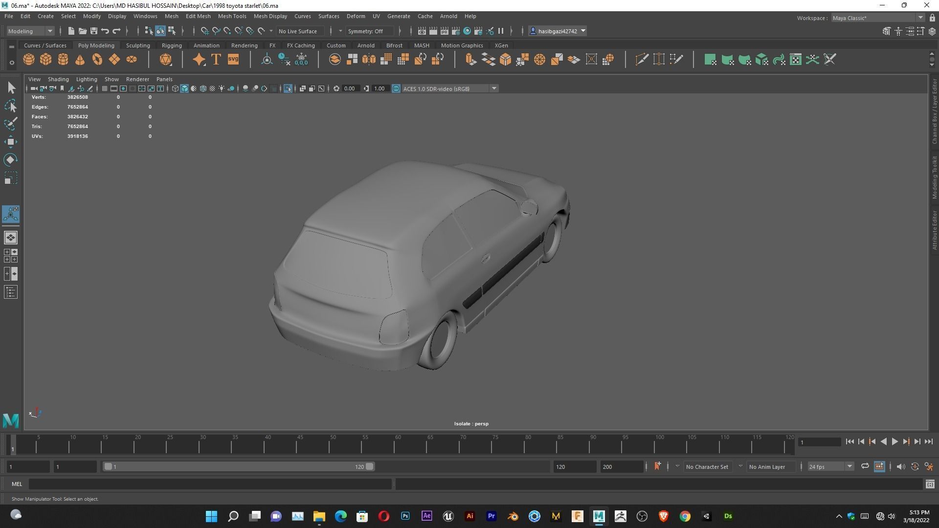 Toyota Starlet 1998 for 3D Print Model and High poly Model 3D print model_11