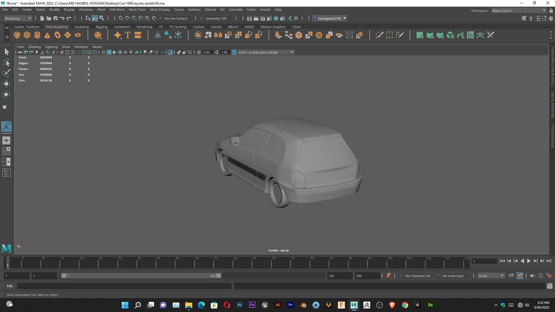 Toyota Starlet 1998 for 3D Print Model and High poly Model 3D print model_6