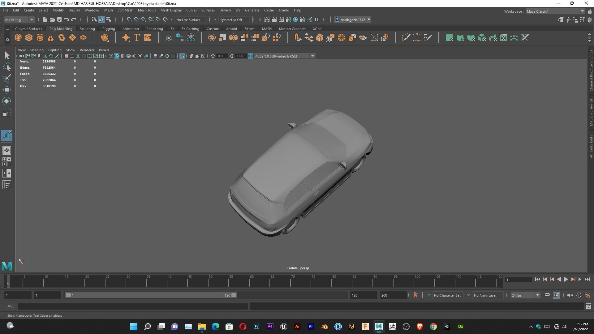 Toyota Starlet 1998 for 3D Print Model and High poly Model 3D print model_8