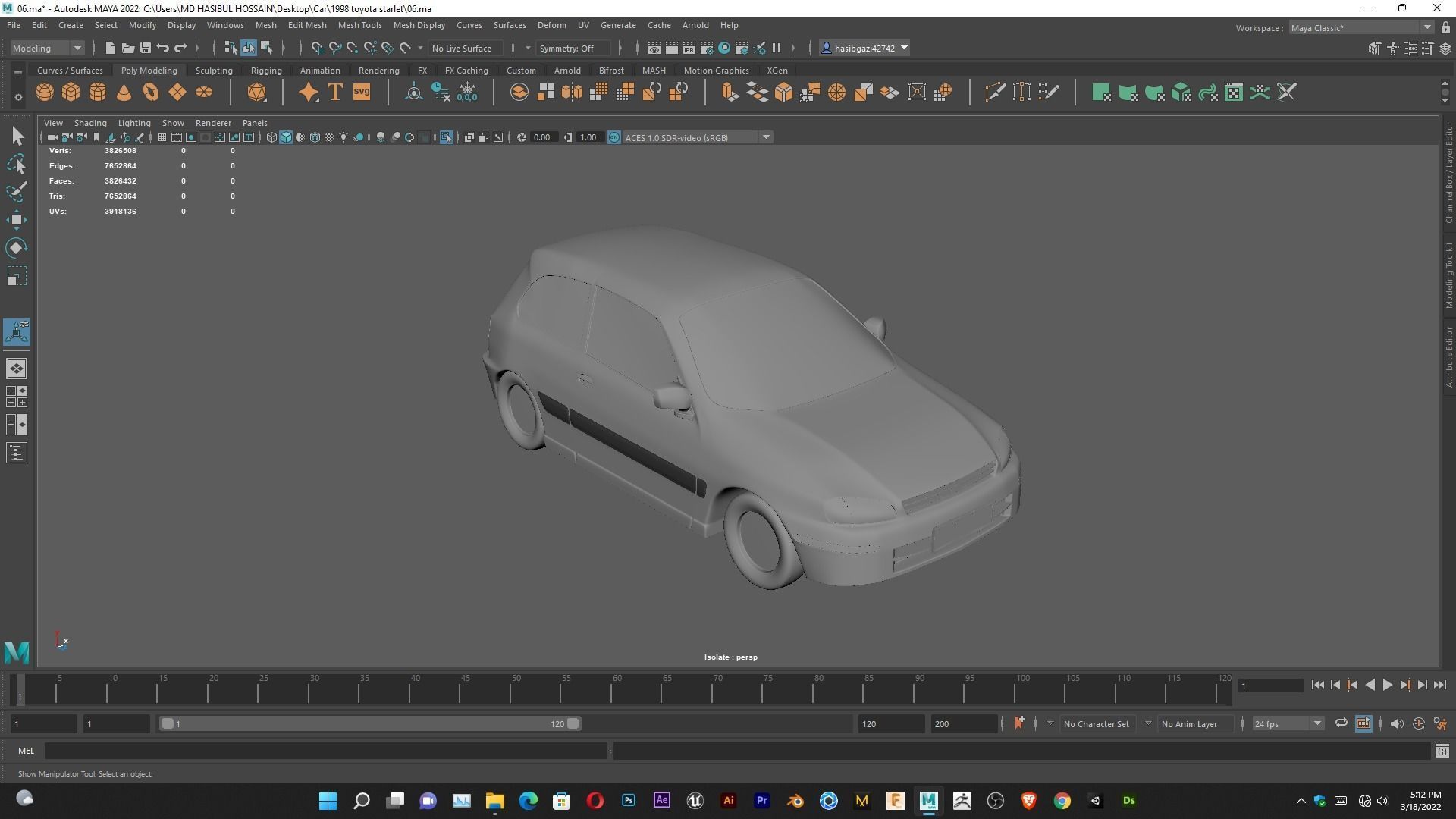 Toyota Starlet 1998 for 3D Print Model and High poly Model 3D print model_4