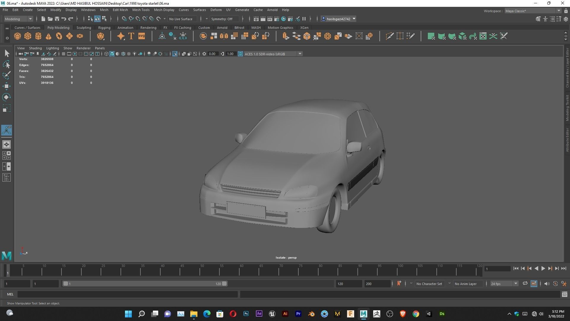 Toyota Starlet 1998 for 3D Print Model and High poly Model 3D print model_3