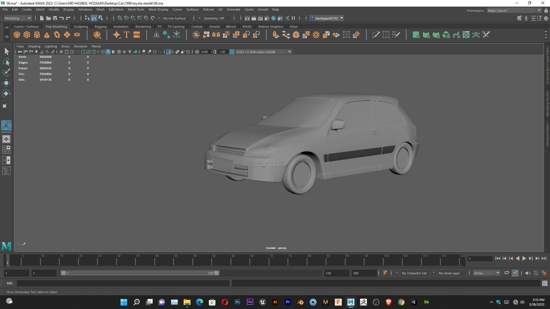 Toyota Starlet 1998 for 3D Print Model and High poly Model 3D print model_10