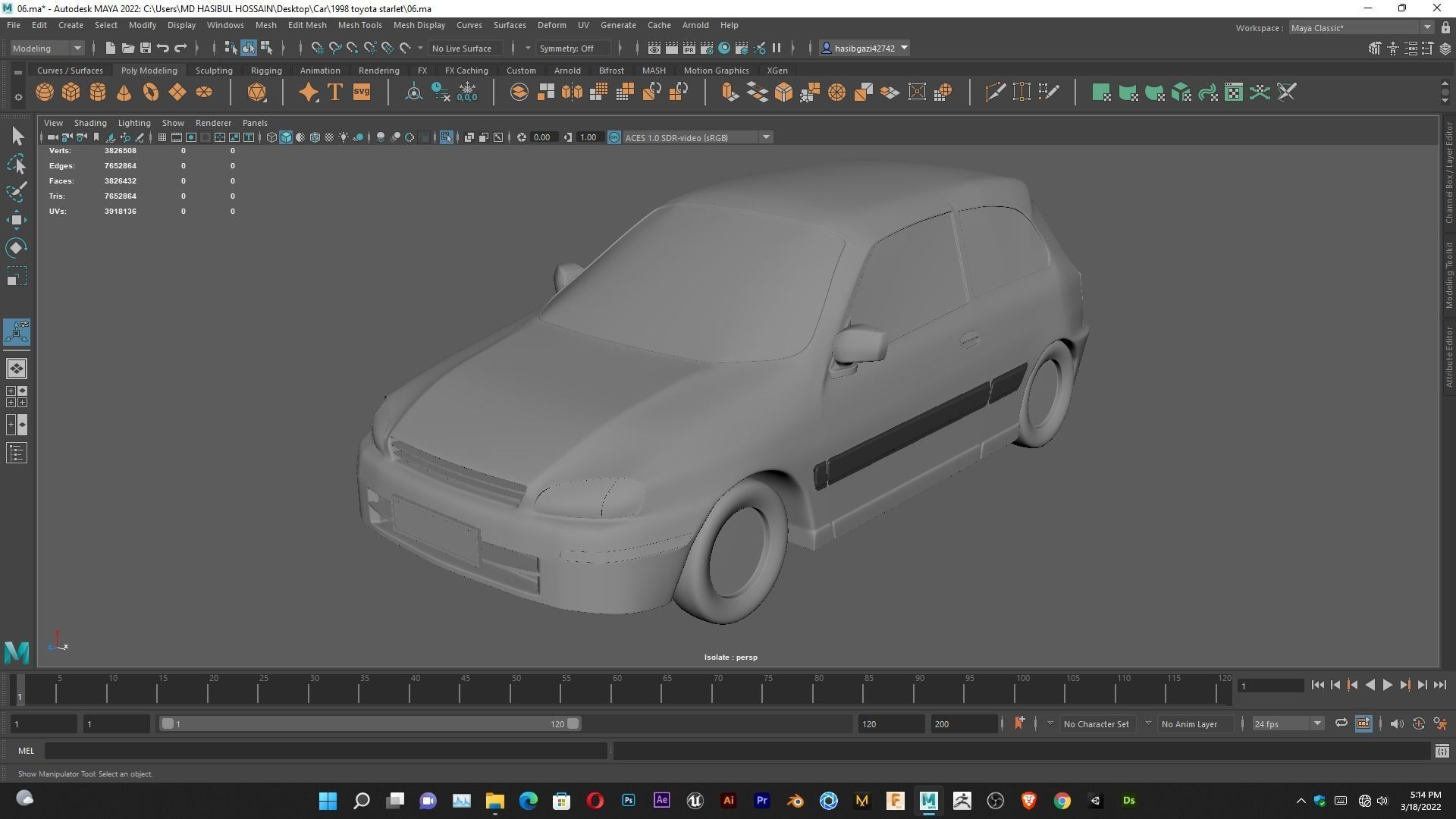 Toyota Starlet 1998 for 3D Print Model and High poly Model 3D print model_13