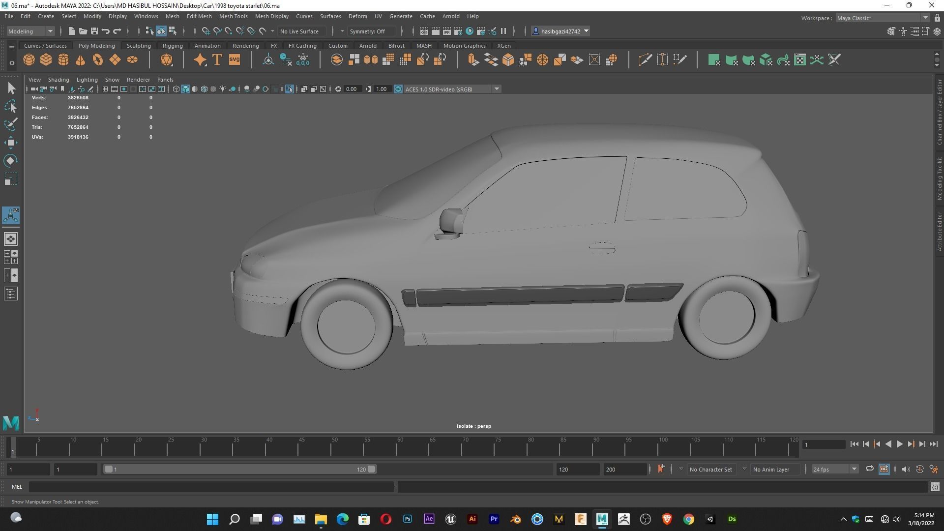 Toyota Starlet 1998 for 3D Print Model and High poly Model 3D print model_14