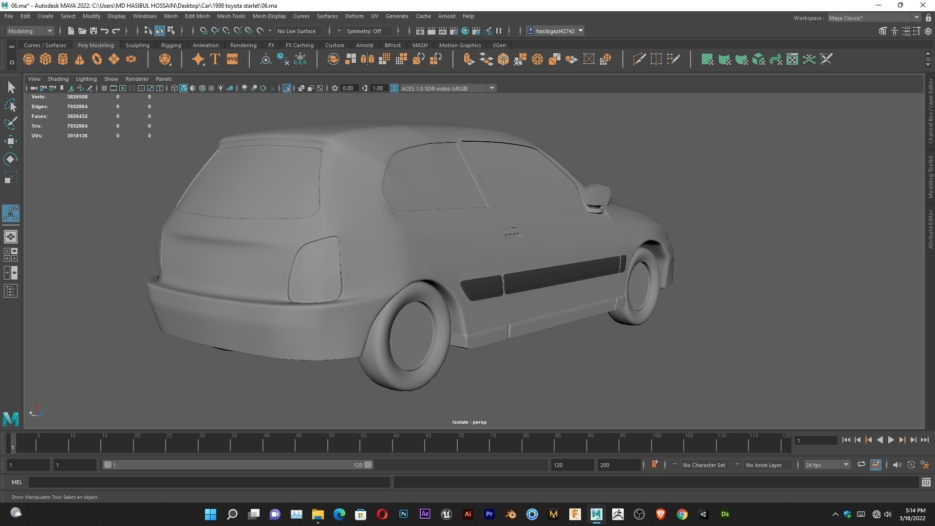 Toyota Starlet 1998 for 3D Print Model and High poly Model 3D print model_15