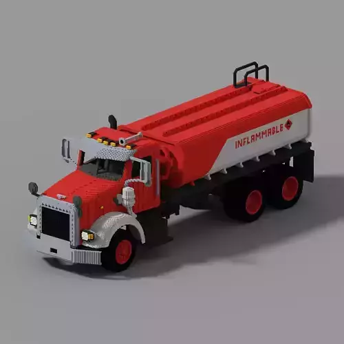 Voxel Fuel Truck Low-poly 3D model