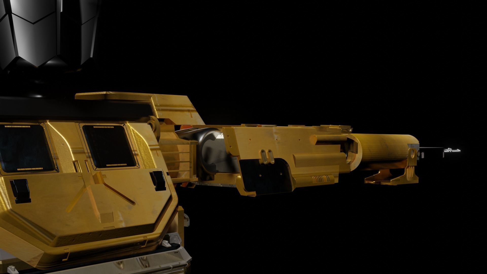 SCIFI Mecha Golden Robot Low-poly 3D model_9