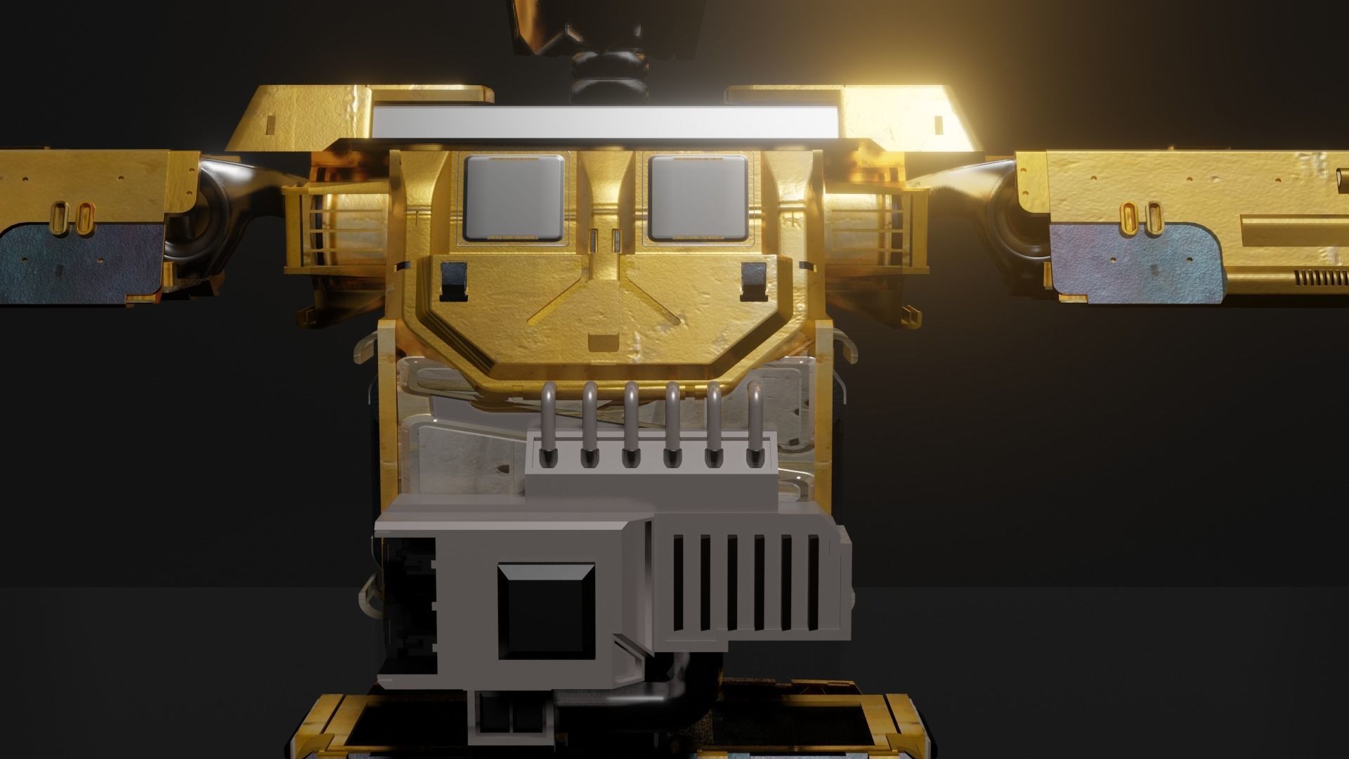 SCIFI Mecha Golden Robot Low-poly 3D model_21