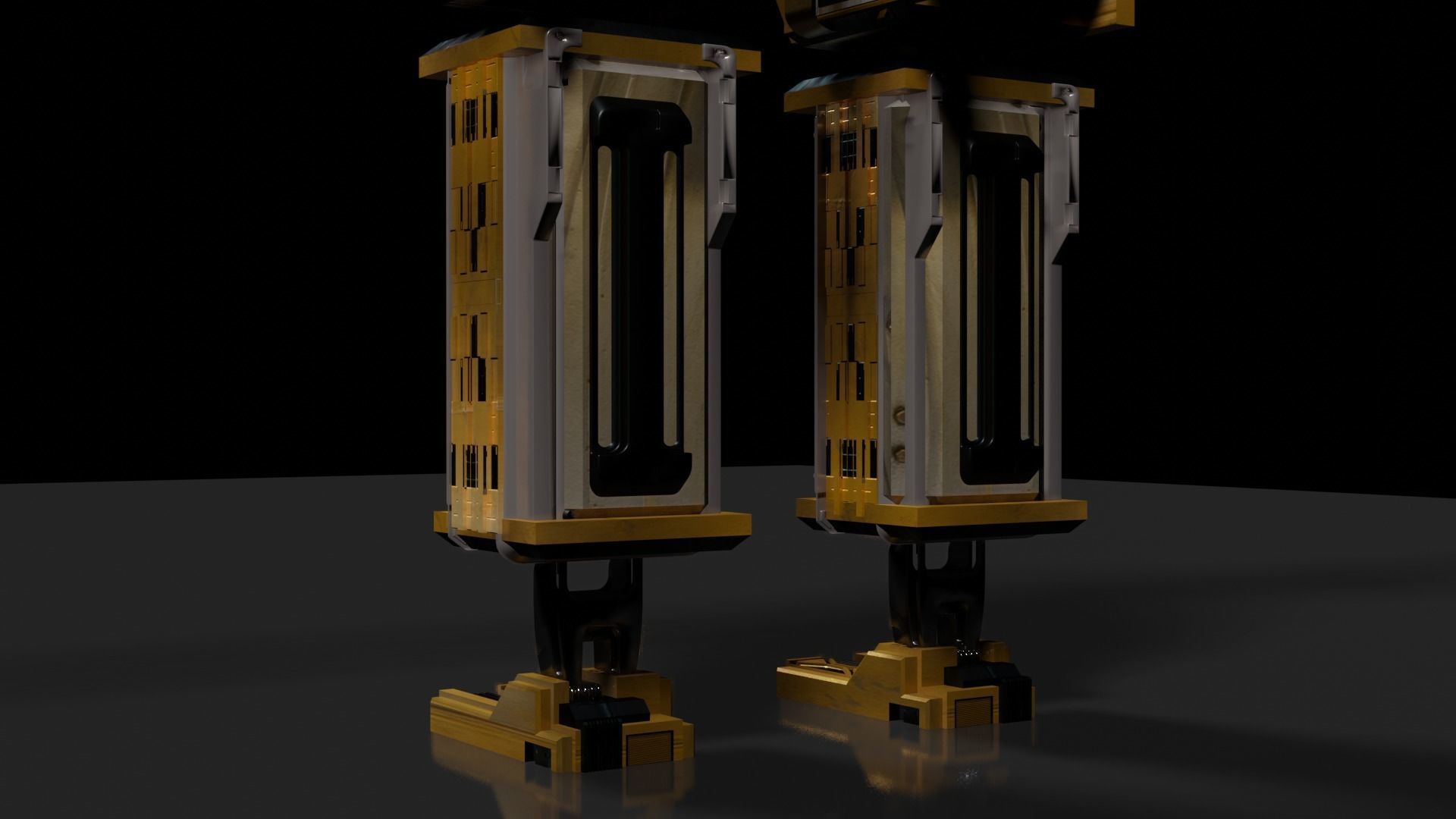 SCIFI Mecha Golden Robot Low-poly 3D model_8