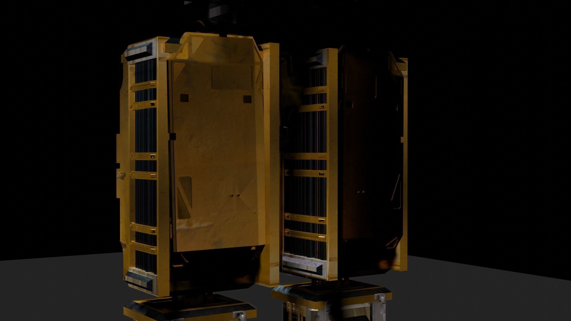 SCIFI Mecha Golden Robot Low-poly 3D model_7