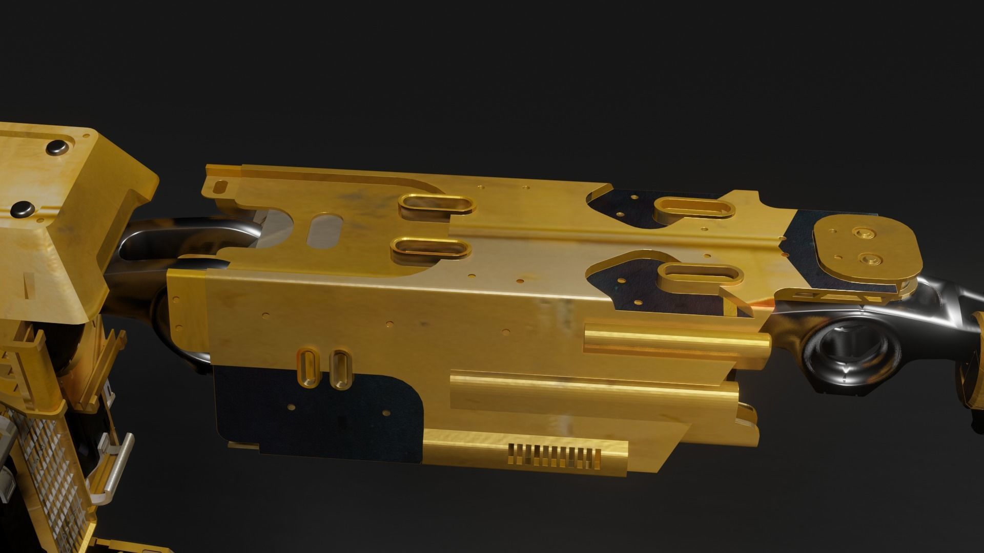 SCIFI Mecha Golden Robot Low-poly 3D model_4