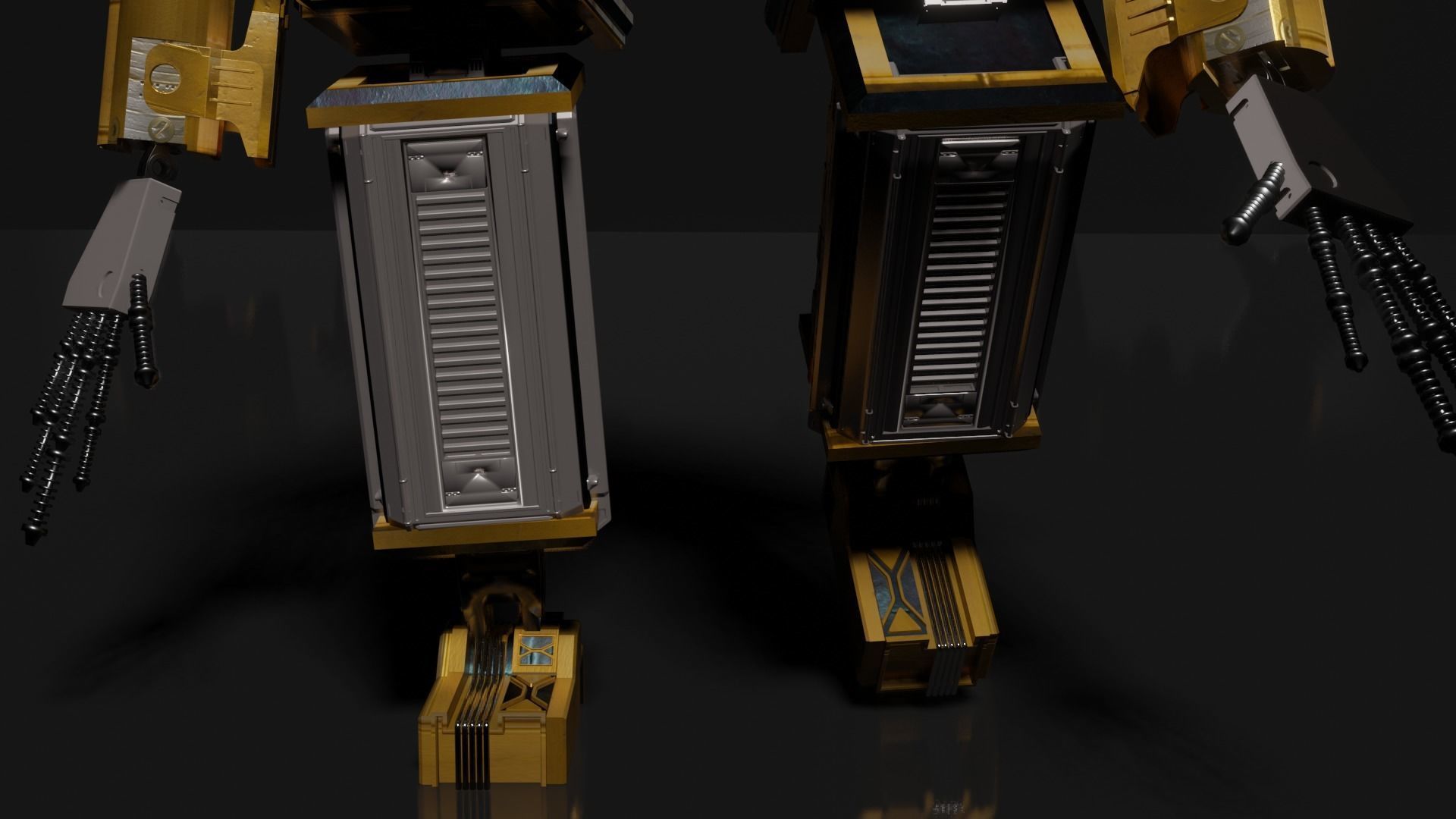 SCIFI Mecha Golden Robot Low-poly 3D model_17