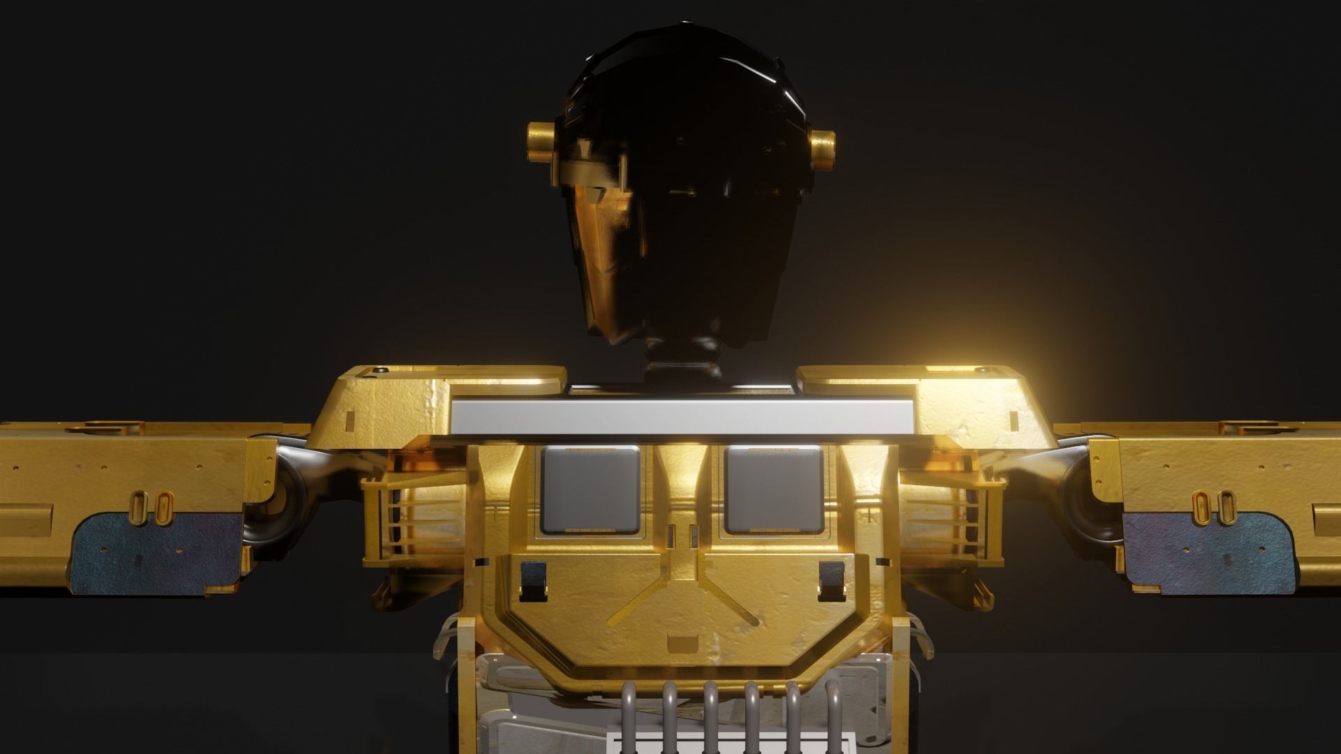 SCIFI Mecha Golden Robot Low-poly 3D model_2