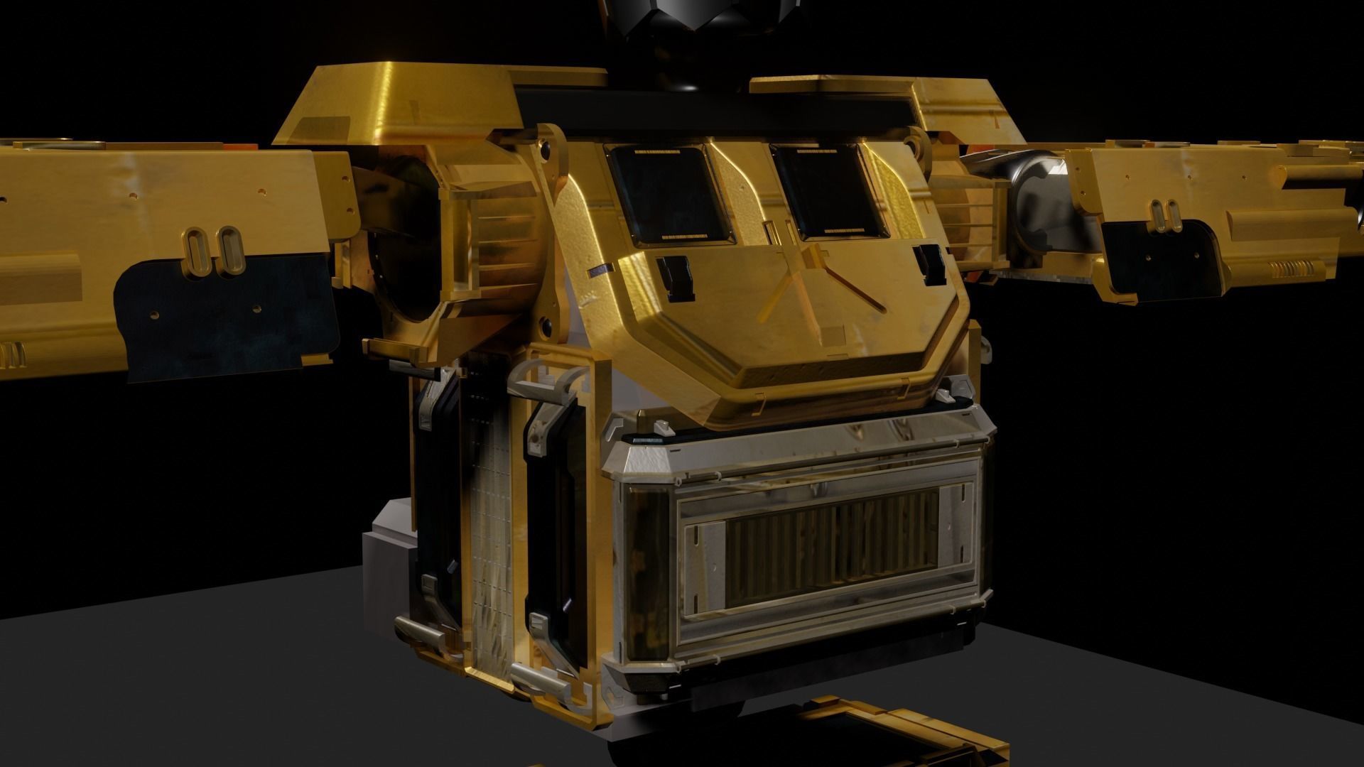 SCIFI Mecha Golden Robot Low-poly 3D model_6