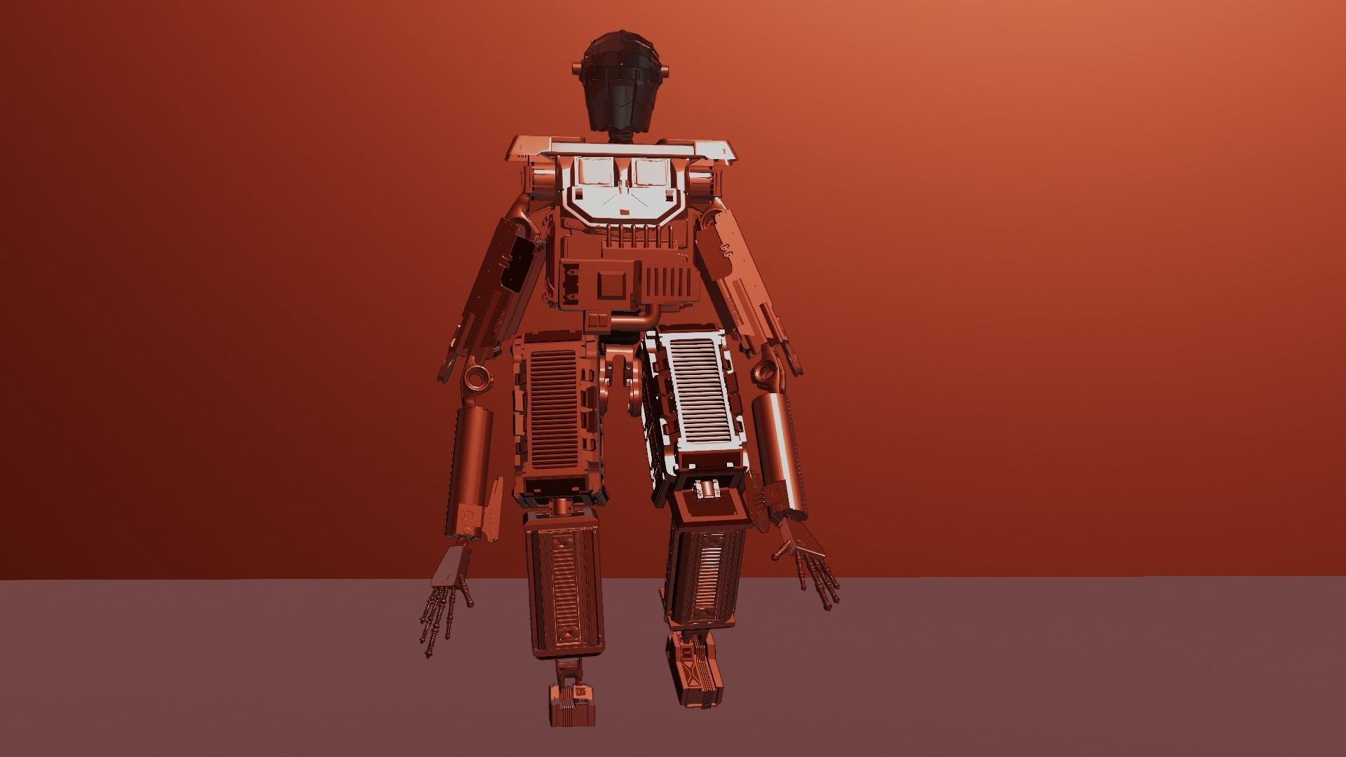 SCIFI Mecha Golden Robot Low-poly 3D model_13