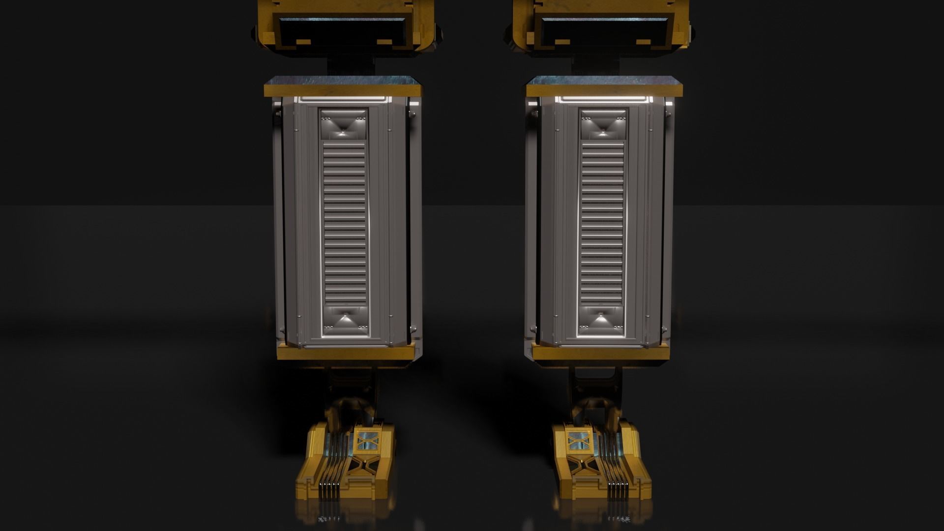 SCIFI Mecha Golden Robot Low-poly 3D model_19