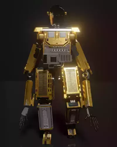 SCIFI Mecha Golden Robot Low-poly 3D model