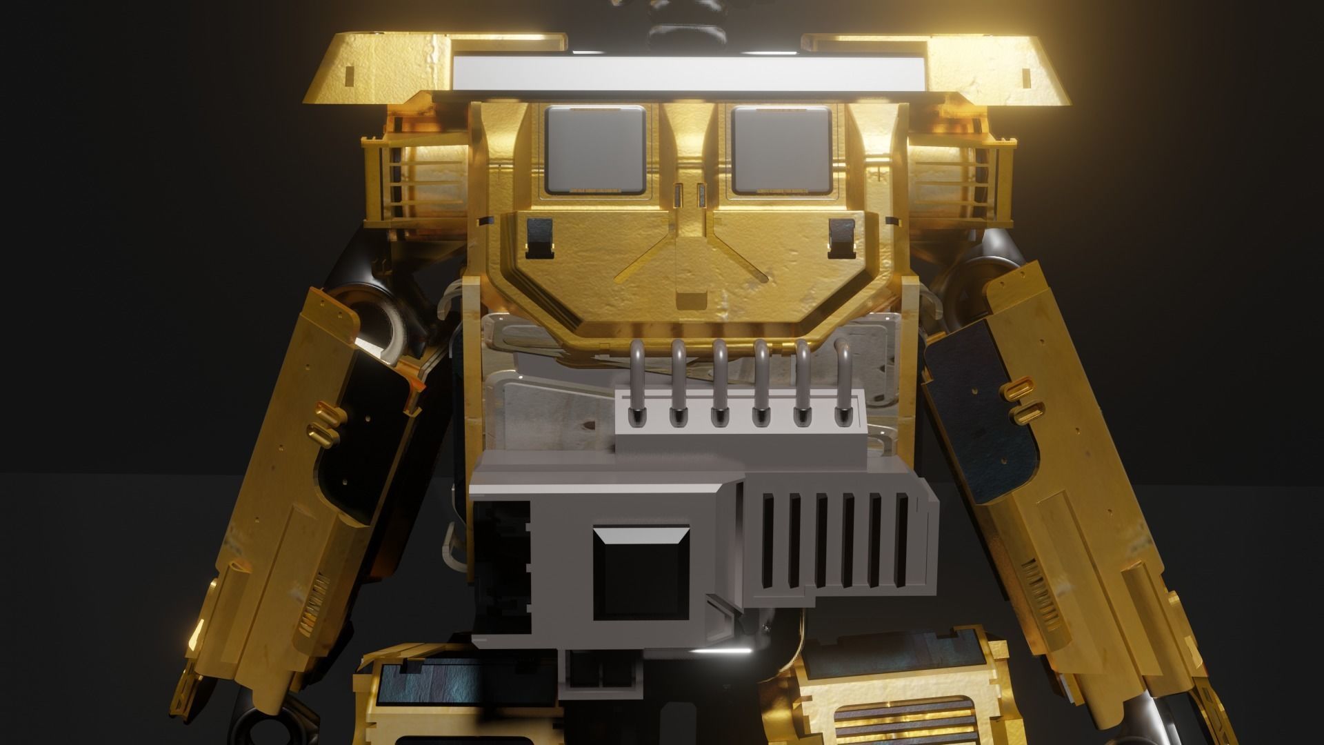 SCIFI Mecha Golden Robot Low-poly 3D model_15