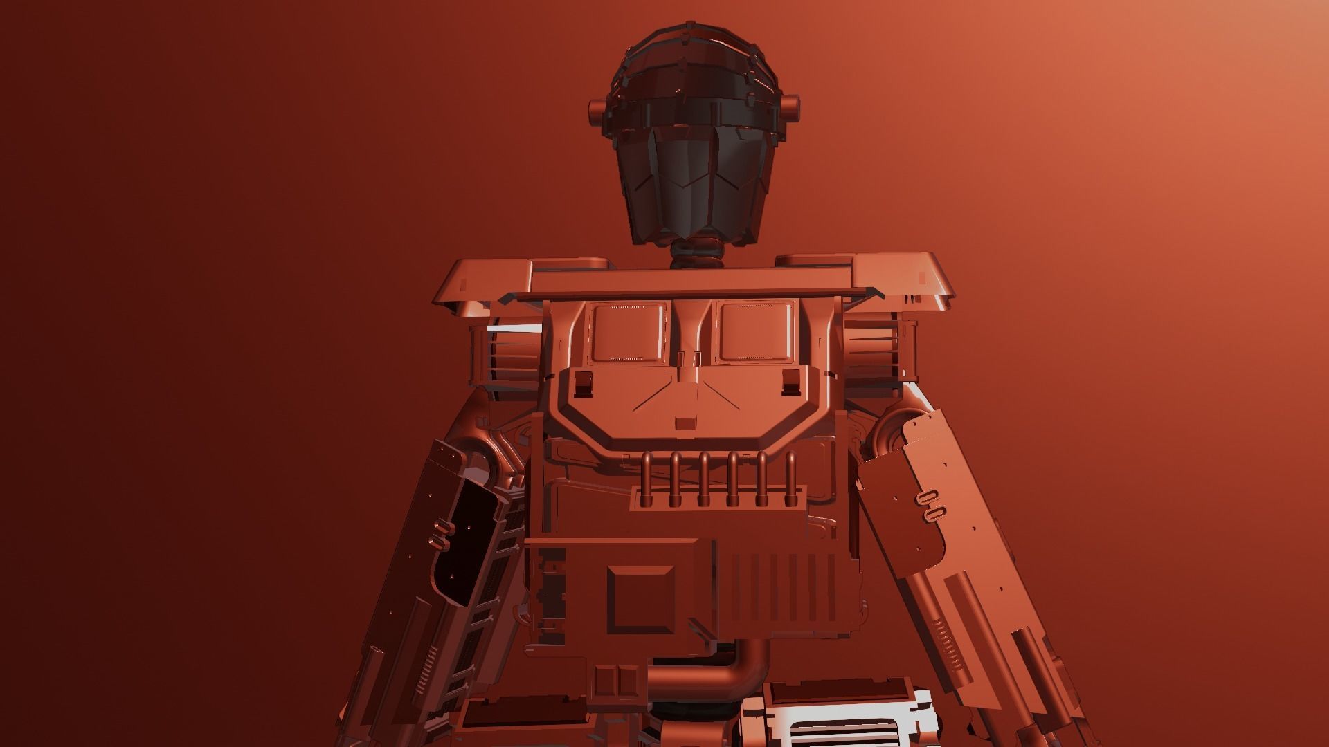 SCIFI Mecha Golden Robot Low-poly 3D model_14