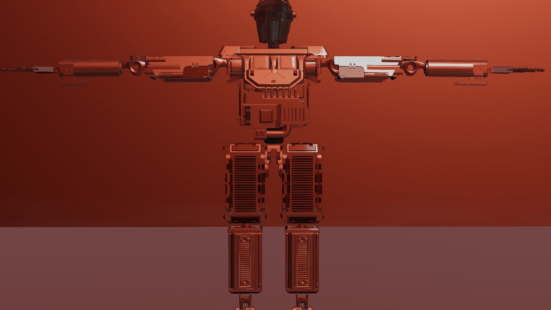 SCIFI Mecha Golden Robot Low-poly 3D model_11