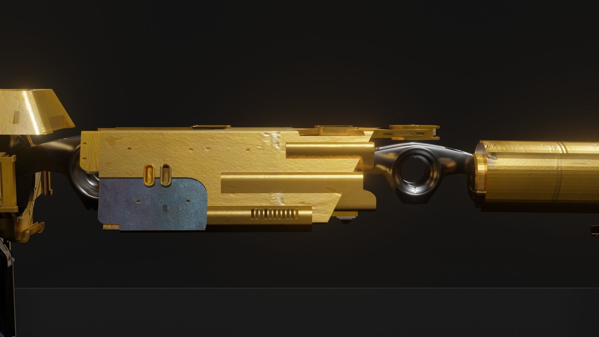 SCIFI Mecha Golden Robot Low-poly 3D model_3