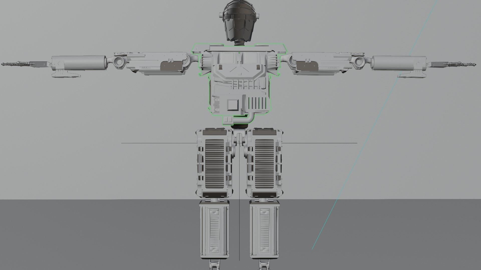 SCIFI Mecha Golden Robot Low-poly 3D model_10