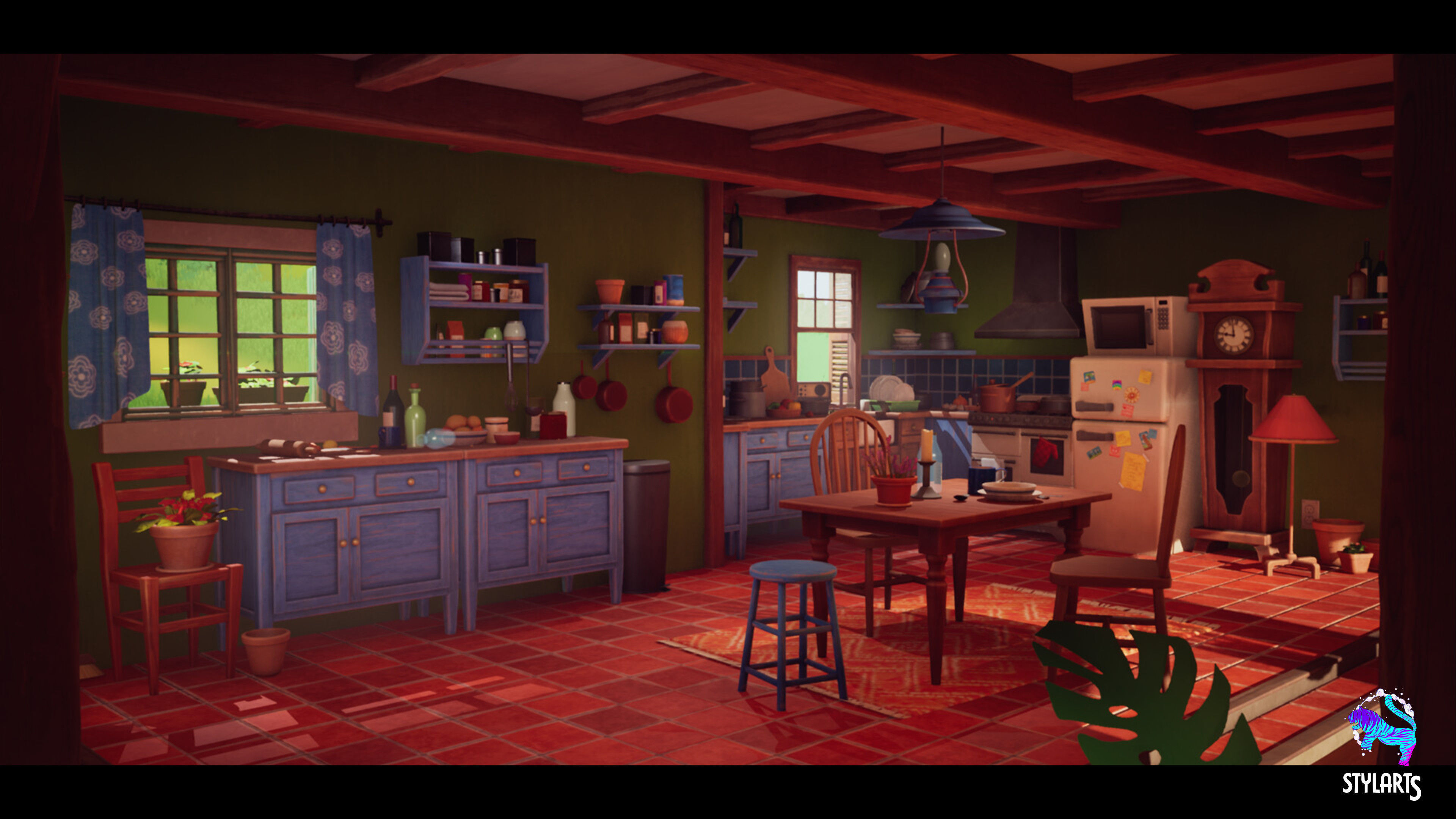 Stylized Countryside House Interior Low-poly 3D model_3
