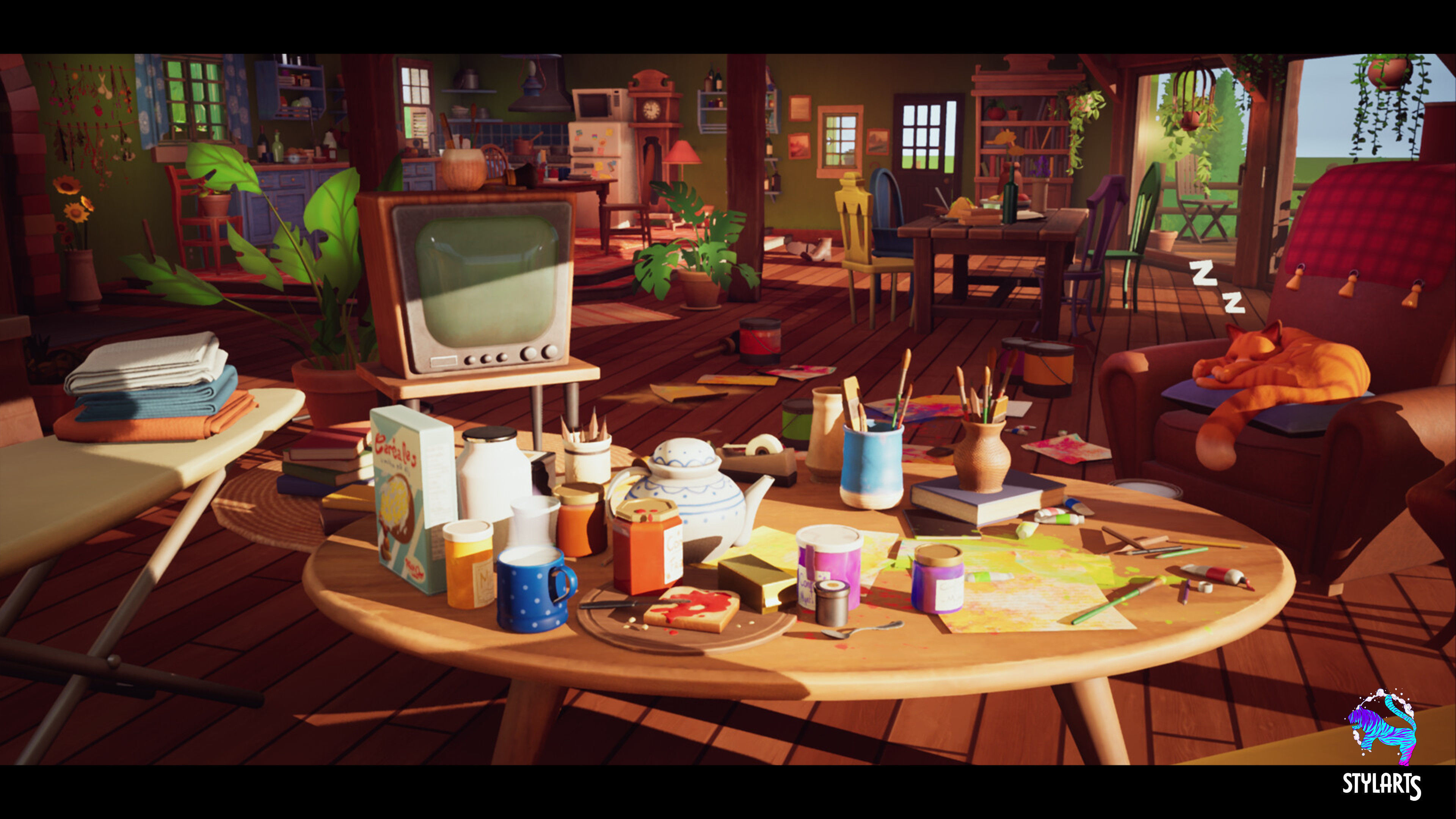 Stylized Countryside House Interior Low-poly 3D model_2