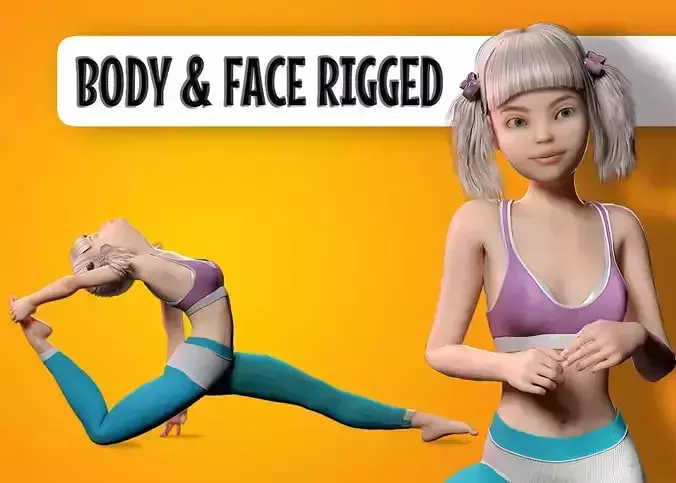 Girl Best Character Rigged   3D model