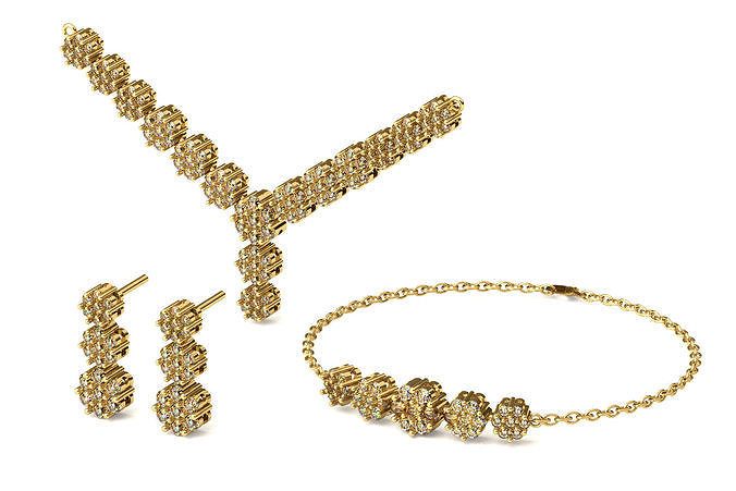 Set S 15 necklace bracelet and earring 3D print model
