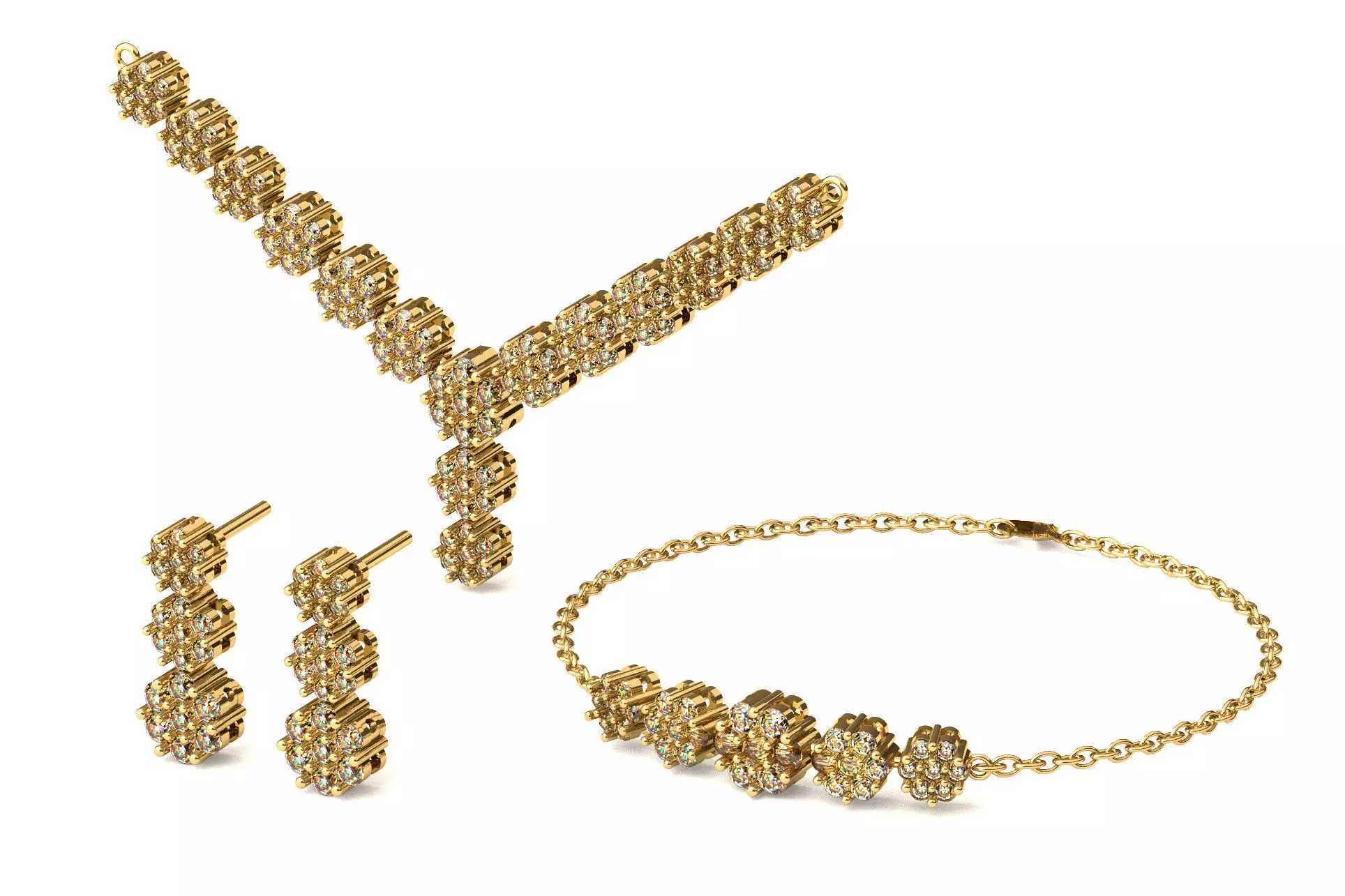 Set S 15 necklace bracelet and earring 3D print model