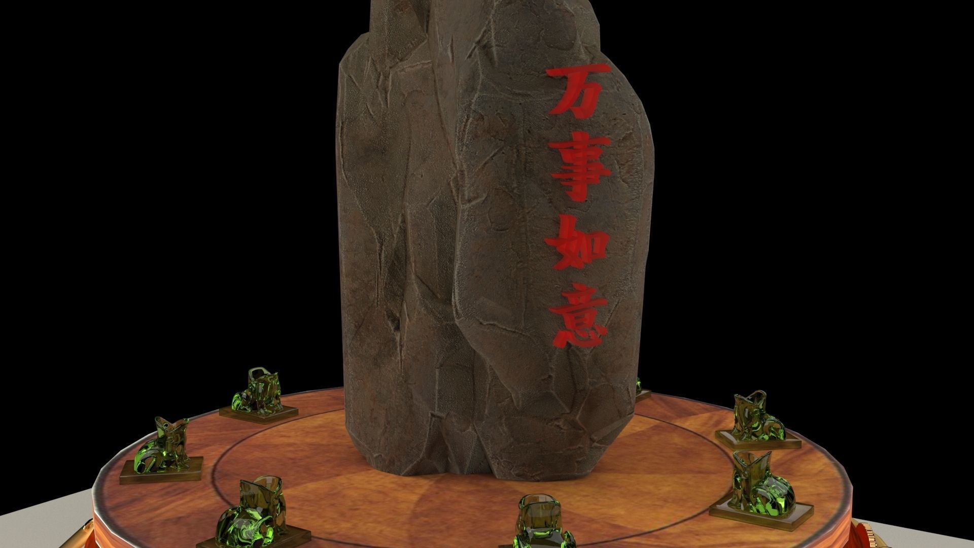 Chinese display stand with rock sign  3D model_1