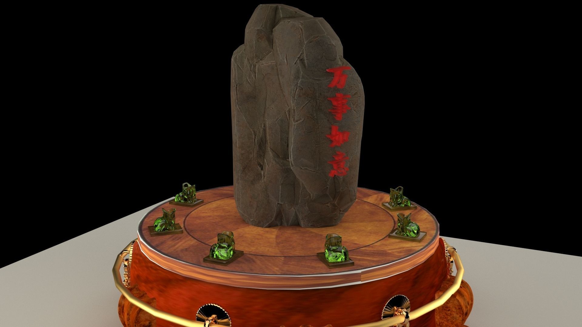 Chinese display stand with rock sign  3D model_2