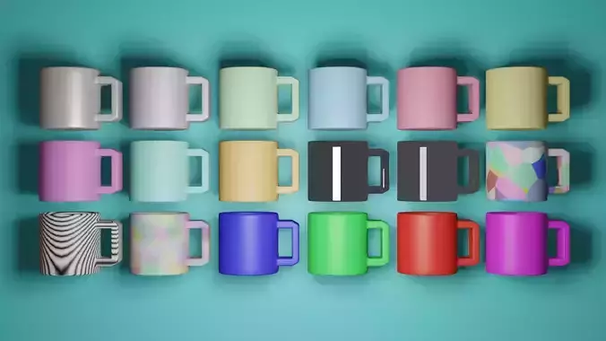 Cup tea and coffee Low-poly 3D model