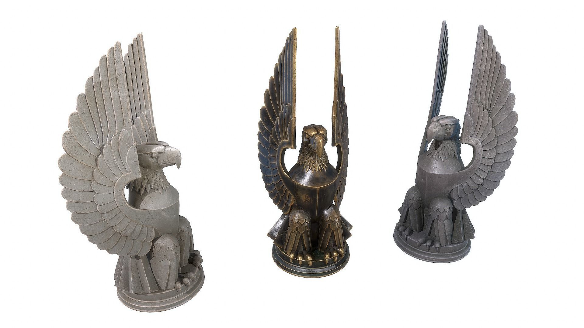 Eagle Sculpture Low-poly 3D model_2