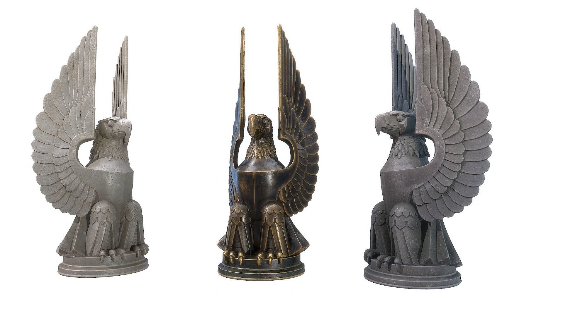 Eagle Sculpture Low-poly 3D model_1