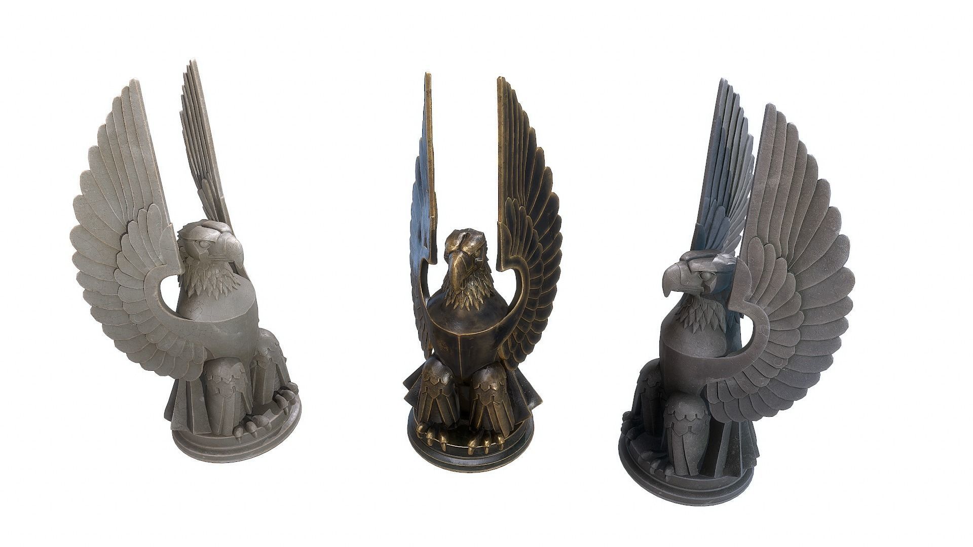 Eagle Sculpture Low-poly 3D model_6