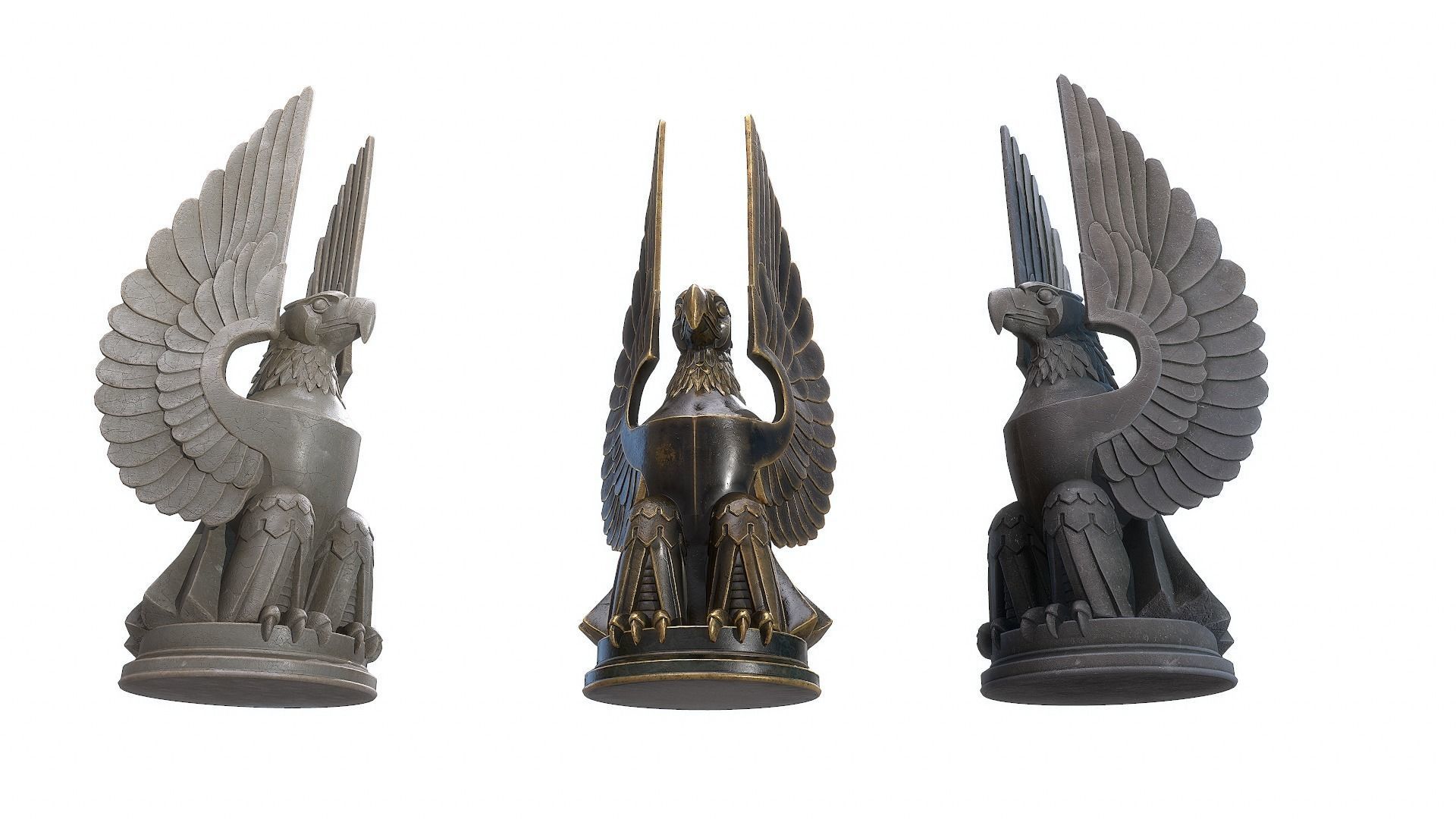 Eagle Sculpture Low-poly 3D model_5