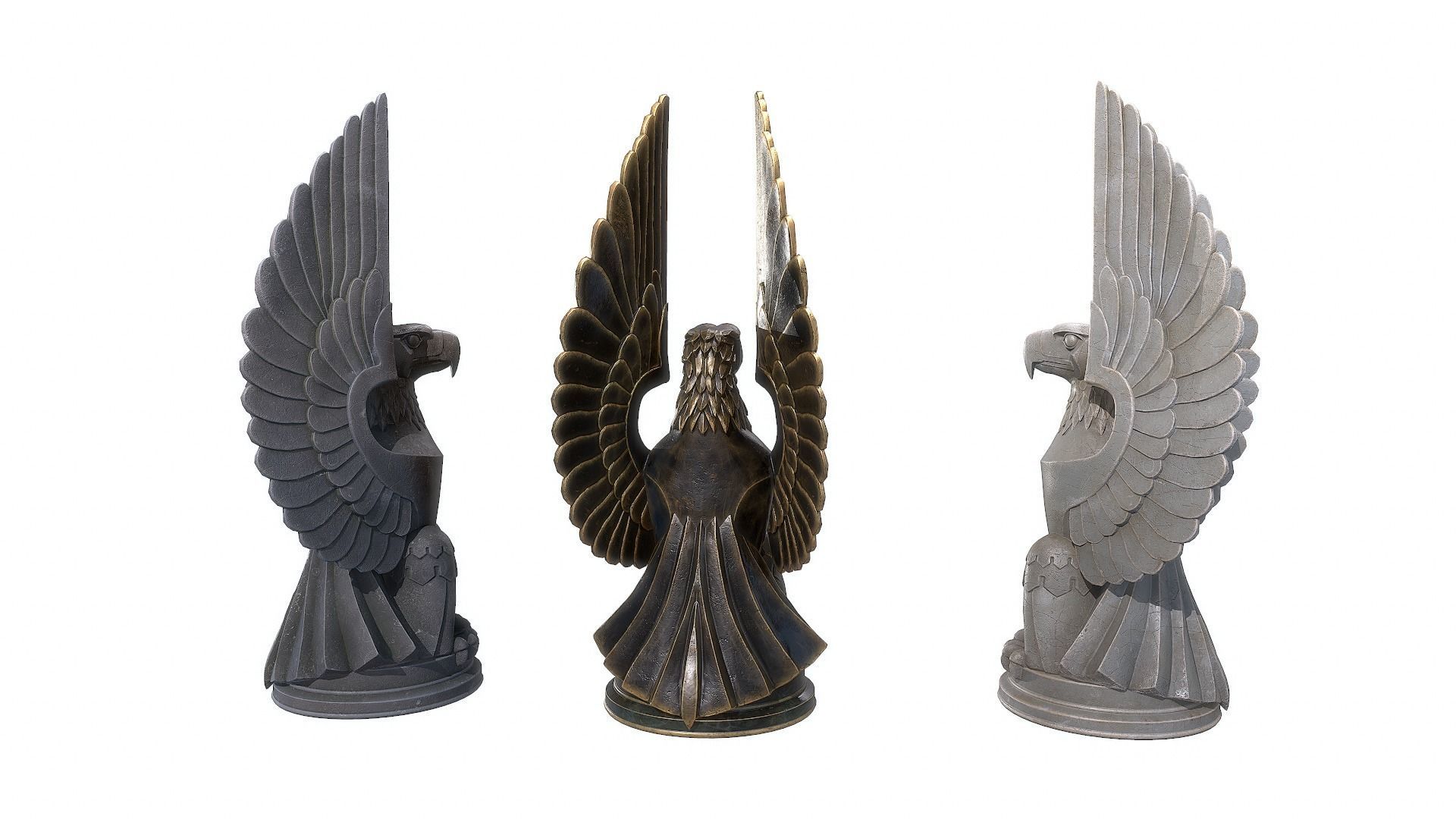 Eagle Sculpture Low-poly 3D model_3