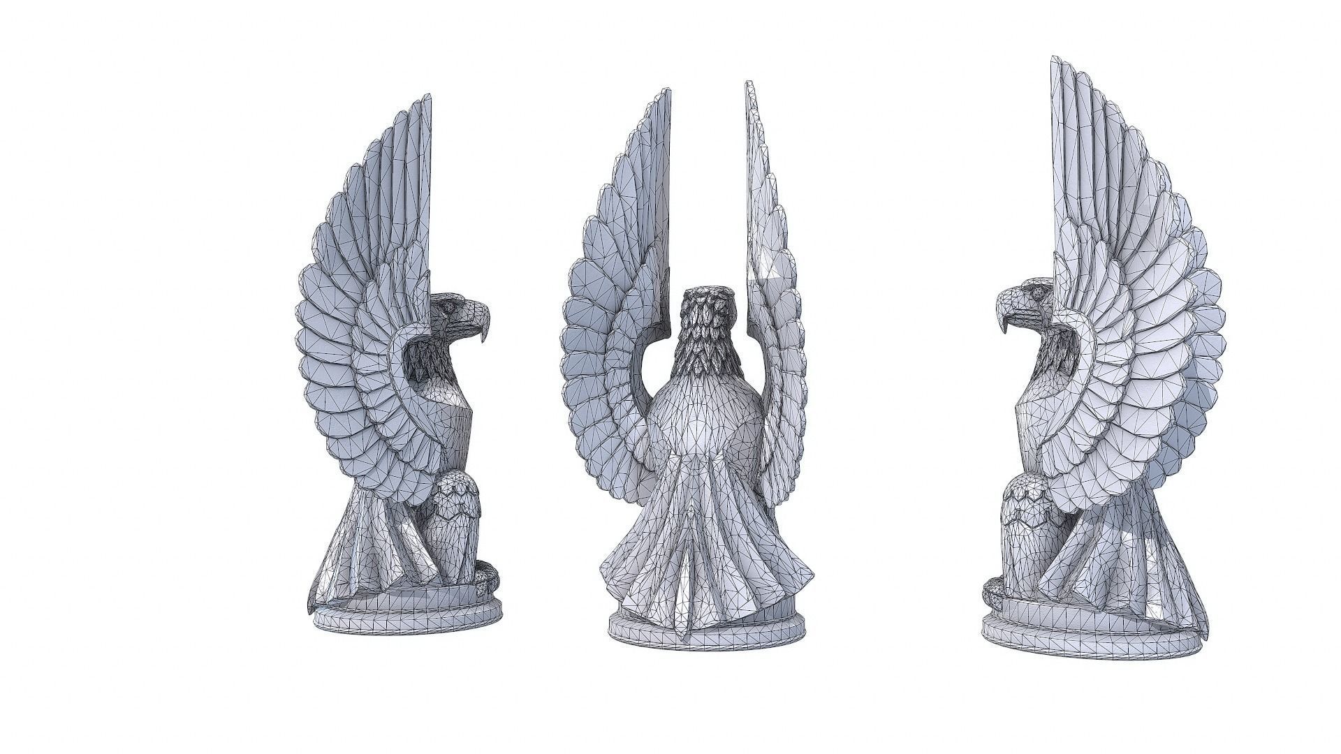 Eagle Sculpture Low-poly 3D model_9