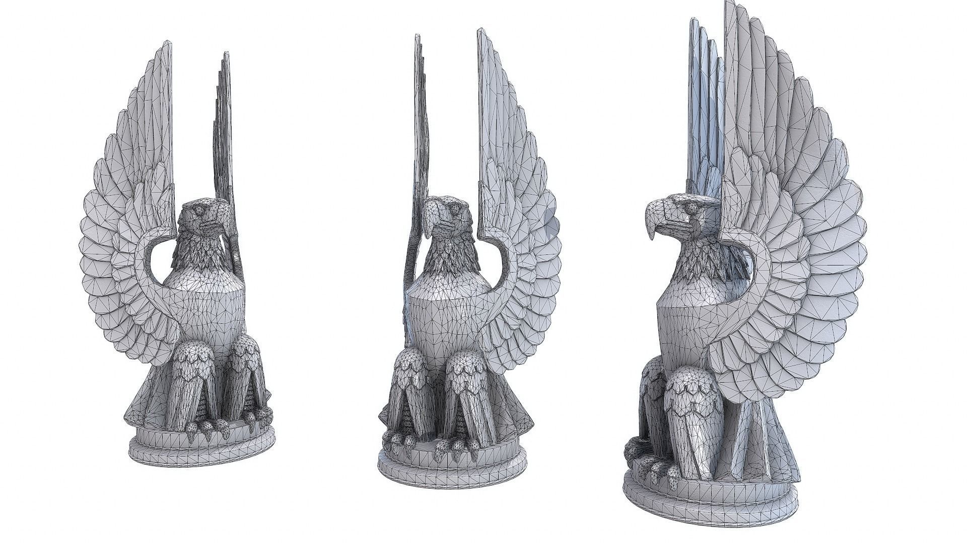 Eagle Sculpture Low-poly 3D model_8